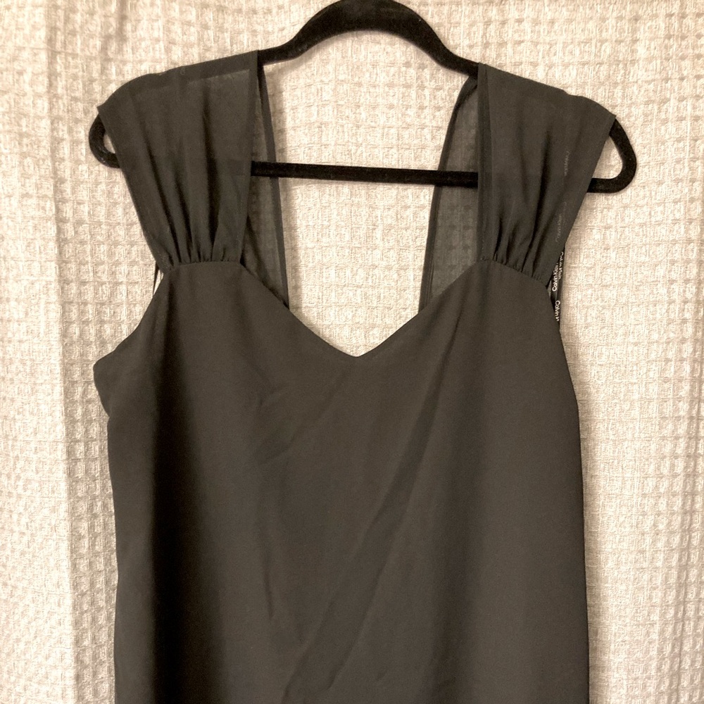 Black Calvin Klein Sheer sleeve tank top blouse